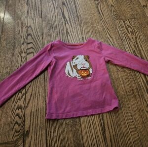Mini Boden 3-4Y Long Sleeve Hampster Pink Halloween Embroidered Tee Top Shirt